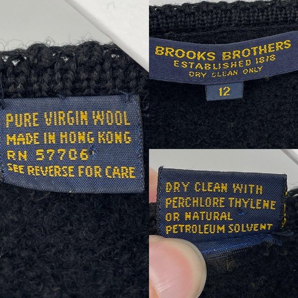 Vintage Brooks Brothers Black Wool Cable Knit Detail Blazer Style Evening Jacket - Picture 9 of 10